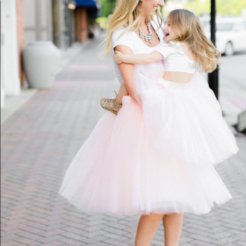 Pale pink tulle skirt tutu midi length
